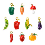 UR URLIFEHALL 20 pcs 10 Styles Enamel Vegetable Charms Colorful Pumpkin Mushroom Carrot Dangle Charms for DIY Necklace Bracelet 