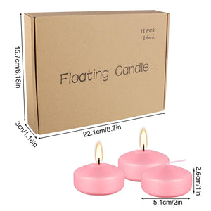 12-Pack 2-Inch Pink Floating Candles - Romantic Decor for Valentine's Day