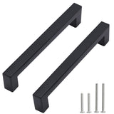 Redunest Cabinet Pulls Matte Black Cabinet Handles Square Drawer Pulls, 5 Pack 5 Inch Stainless Steel Kitchen Door Cupboard Cabi