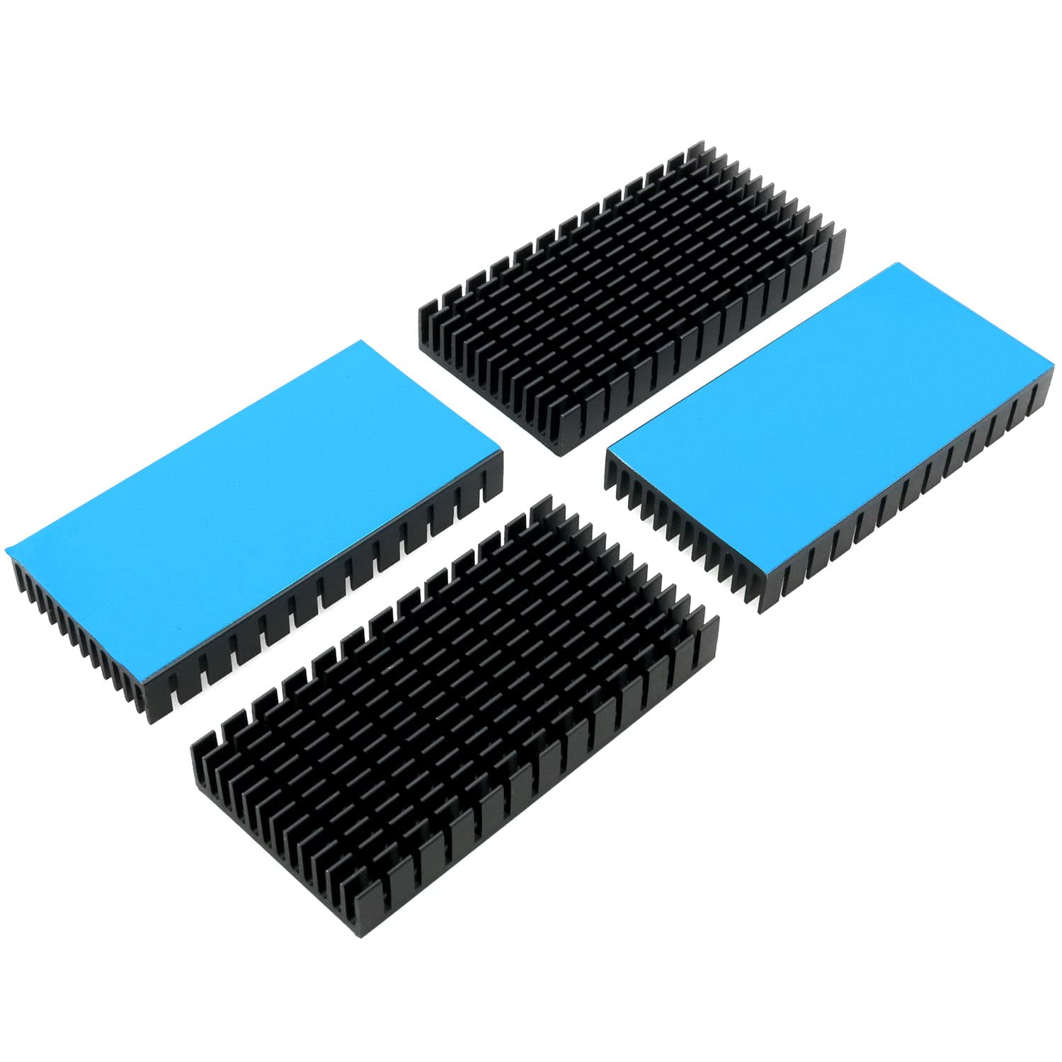 JJHXSM 4Pcs Large Heat Sink Aluminum Black Heatsinks Fins for Cooler PCB Board LED Motherboard, 80 x 40 x 11mm/3.15 x 1.58 x 0.4