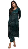 Anni Designer Women'S Rayon Blend Straight Bandhani Printed Kurta With Pant (Prantika Green_Xxl_Green_Xx-Large),Green,2XL,,,