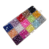 Chenkou Craft 1800pcs Assorted 15 Colors 7mm Immitation Half Pearl Bead Flat Back Scrapbook Craft DIY Beads + Plastic Box (7mm)