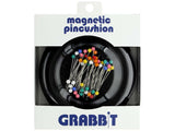 Grabbit Magnetic Sewing Pincushion with 50 Plastic Head Pins, Black