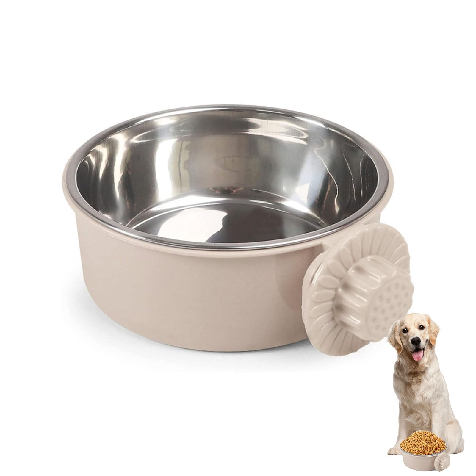 YODOOLTLY Pet crate Bowls, Stainless Steel Dog cage Hanging Bowl Removable Food Water Bowls for Dogs cats Small Animals (grey)