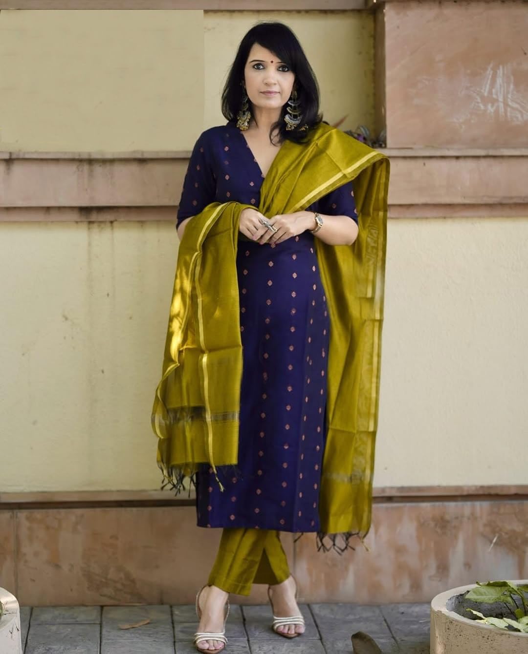 Anni Designer Women'S Rayon Viscose Printed Straight Kurta With Pant & Dupatta (Sdf Blue-Vks01_L_Blue_Large),Blue,L,Rayon,Regular,