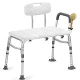 Tub Transfer Bench for Bathtub, Height Adjustable Shower Bench with Backrest, Shower Chair Bath Seat for Elderly, Seniors, Arm S