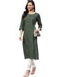 Anni Designer Women'S Cotton Blend Straight Printed Kurta (Bandhani Amd Green_M_Green_Medium),Green,M