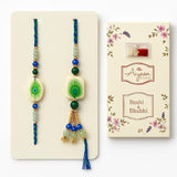 Store Indya Premium Designer White Peacock Resin Rakhi Set Of 2 With Roli Chawal For Bhaiya Bhabhi Traditional Lumba Set, Threa,Nylon,Red