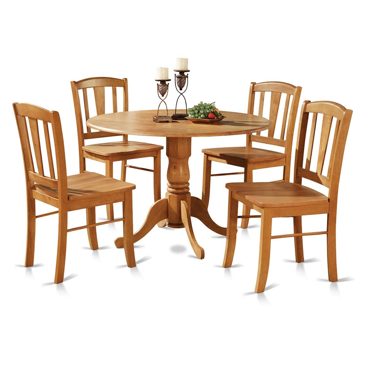 East West Furniture Dublin 5 Piece Kitchen Set For 4 Includes A Round Room Table With Dropleaf And 4 Dining Chairs, 42X42 Inch,