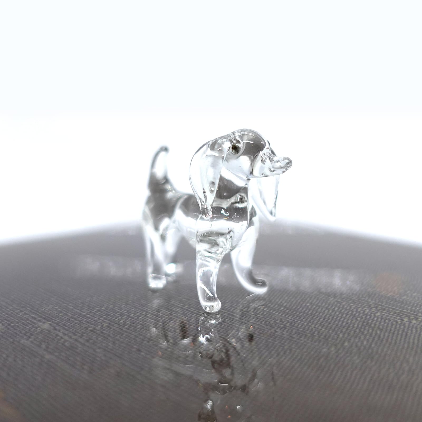 Sansukjai Dachshund Micro Tiny Figurines Hand Blown Glass Art Animals Collectible Dog-Lover Gift Home D cor (Clear)