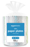 Amazon Basics Ultra Paper Plates, 9 Inch, Disposable, 880 Count (4 pack of 220), (Previously Encore)