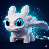 DEVAR Dragon Keychain Toy with LED Light & Moving Wings, Night Fury Glowing Dragon Keychain | Mini Fantasy Figure Creature Charm