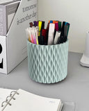 Lebenrich Rotating Pen Pencil Holder for Desk, 5 Slots Unique Blue Desk Pen Organizer Easthetic Desktop Supplies and Accessories