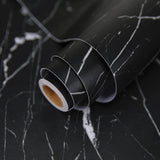 practicalWs 17.71 x 78.7 Marble Contact Paper Black/White Peel and Stick Wallpaper Thicken Self Adhesive Black Wallpaper for Cou