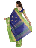Leriya Fashion Womens Soft Cotton Silk Foli Work (Jari Work) Saree With Belt(Free Size) (Blue)