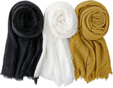 Icw WomenS Premium Wrinkle Ironless Crinkled Cotton Hemp Summer Scarf Stoles Shawl For Female Head Scarves For Girls (Pack Of 3