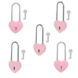 Gradleen 5PCS Single Heart Lock with Key 3.5 Inches,50mm Love Padlock Rubber Painting Pink Metal Love Lock for Lovelock Bridge,C