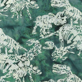 Northcott Banyan Batiks Dinosaurus Fossilized, Fabric by The Yard (Teal)