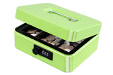 KYODOLED Cash Box with Combination Lock,Safe Metal Box for Money,Storage Lock Box with Money Tray,7.87x 6.30x 3.54 Limegreen Med