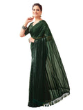 Satrani Womens Pure Georgette Saree (3473S695N_Dark Green)