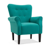 BELLEZE Modern Accent Chair for Living Room, High Back Armchair with Wooden Legs, Upholstered Wingback Chair Padded Armrest Sing