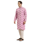 Sojanya (Since 1958 Men'S Cotton Dark Pink & Black Kurta, Size: 38