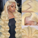 MARUOL 34 Inch 613 13x6 Lace Front Wig Human Hair Blonde Wig Body Wave HD Transparent Lace Frontal Wigs for Black Women 180% Den