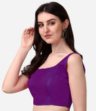Pujia Mills Women'S Silk Sleeveless Readymade Blouse (Sando_Purple_40 Alterable)