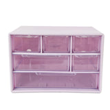Mini Desk Drawer Organizer with 6 Clear Drawers - 7 x 3.9 x 4.7 Small Plastic Storage Box for Office, Classroom, Crafts, and Hom
