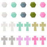 FASHEWELRY 22Pcs Cross Silicone Focal Beads Colorful Hexagon Rubber Beads Cross Shaped Beads Characters Beads for Easter Beaded 