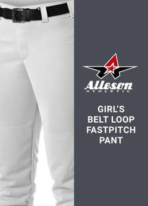 Alleson Athletic Girls Fast Pitch Softball Belt Loop Pants, White, Medium