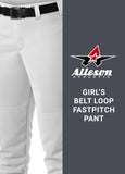 Alleson Athletic Girls Fast Pitch Softball Belt Loop Pants, White, Medium