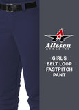 Alleson Athletic Girls Medium (23-25,, W) Athletic Fast Pitch Softball Belt Loop Pants, Navy