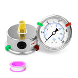 BOGERDACK 0-200psi Stainless Steel Glycerin Liquid Filled Pressure Gauge 1/4 NPT 2.5 Face Dial Center Back Mount, for Water, Oil