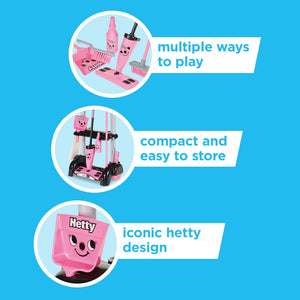 Casdon Henry & Hetty Toys - Hetty Cleaning Trolley - Pink Hetty-Inspired Toy Playset with Mop, Brushes, Dustpan, & Accessories -