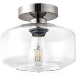TeHenoo Semi Flush Mount Ceiling Light,Clear Glass Shade, E26 Socket,Brushed Nickel Ceiling Light Fixtures for Hallway,Entryway,