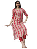Gosriki Women'S Cotton Blend Straight Printed Kurta With Pant (Dania Red-Nw6-Gs_L_Red_Large),Red,,B0BZMJYP24