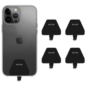 OUTXE Universal Phone Tether Tab with Adhesive, 4 Pack Phone Lanyard Replacement Part for Phone Strap - Black