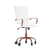 Flash Furniture Camilia Mid-Back Black LeatherSoft Executive Swivel Office Chair with Black Frame, Arms, and Transparent Roller 