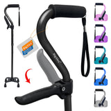 BigAlex Walking Cane, Adjustable Quad Cane with 4-Pronged Base for Elderly, Collapsible Walking Stick with Lift Handle, Canes wi