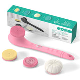 VOYOR Electric Body Brush Back Scrubber Silicone Body Scrubber Two-Way Rotating Brush Head for Deep Cleaning, Exfoliation, 4 Att