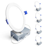 Ensenior 4 Pack 6 Inch LED Recessed Light, Dimmable, 5000K Daylight, 1050LM High Brightness, 12W 120V, Damp Rated, Ultra-Thin Ca