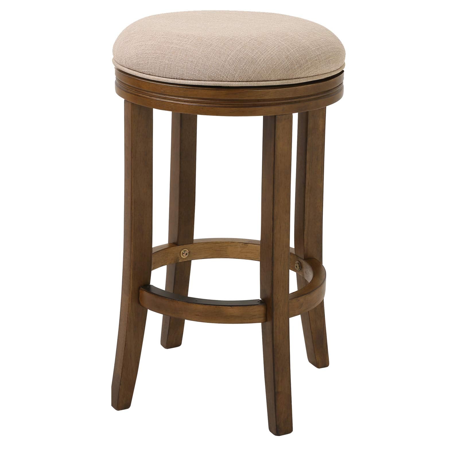 New Ridge Home Goods Victoria 26In. Counter-Height Backless Wood Swivel Barstool With Upholstered Seat, Honeysuckle