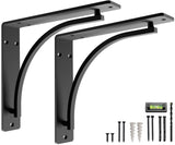 Classic Black Heavy Duty Shelf Brackets 12 inch by Balin Designs- L Bracket, Wall Mounted Support, Extra Wide Bracket, Decorativ