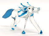 Sansukjai Fox Miniature Figurines Animals Hand Blown Glass Art Collectible Gift Decorate (Clear Blue)