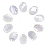 SUNYIK 10PCS 12x16mm Natural Oval White Shell Cabochons with Resin Flat Back CAB for Jewelry Making DIY Art Project