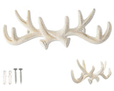 Comfify Vintage Cast Iron Deer Antlers Wall Mounted Hooks | Antique Finish Metal Clothes Hanger Rack w/Hooks | Includes Screws a
