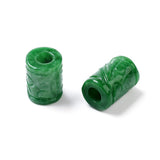 Fashewelry 10Pcs Natural Myanmar Jade Stone Large Hole Beads Column Engraving Gemstone European Charm Beads Tube Shape Healing C