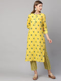 Anni Designer Women'S Cotton Straight Kurta With Pant (Ati_Yellow_L_Yellow_Large),Yellow,L,Cotton Blend,Straight,Pants