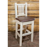 Montana Woodworks Homestead Collection Barstool With Back, Ready To Finish With Upholstered Seat, Saddle Pattern